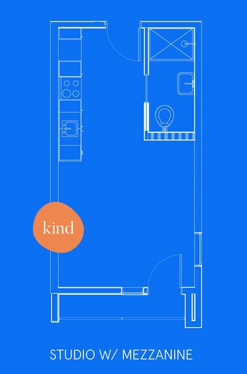 Floor plan for studio, 1 bath, 358 sqft